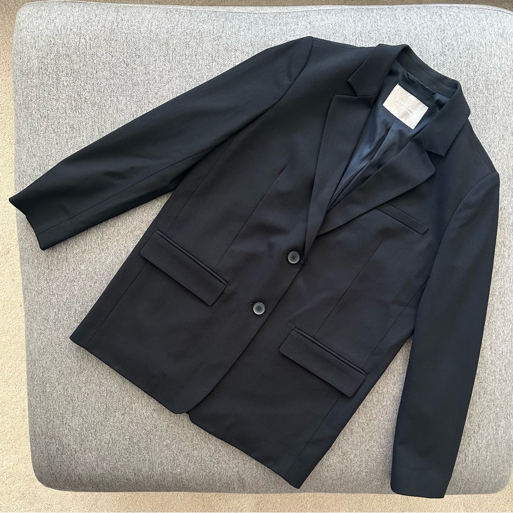 Everlane Oversized Black Wool Blend Blazer Jacket Size 4